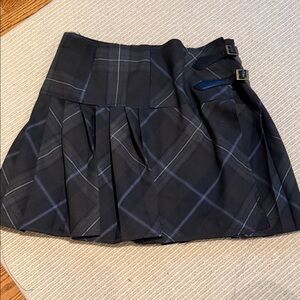 Plaid Black Skirt with Buckle Accents